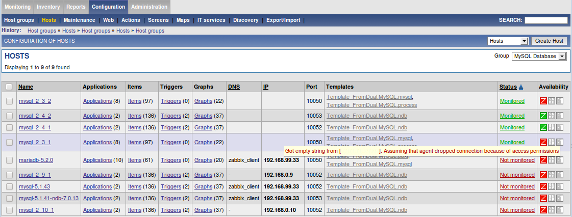 Enable host for monitoring